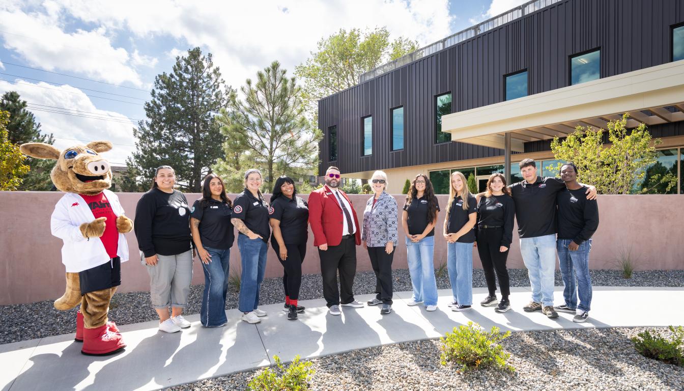 Students and Leadership outside of the Aims Student Health and Wellness Center