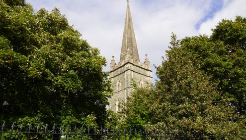 St Columb’s Cathedral peeking through trees