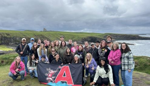 The Aims Community College student on their study abroad trip at the Cliffs of Moher in the Republic of Ireland.