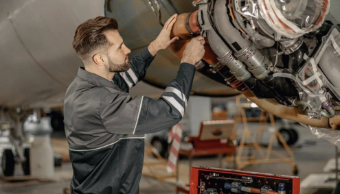 Man working on an aircraft