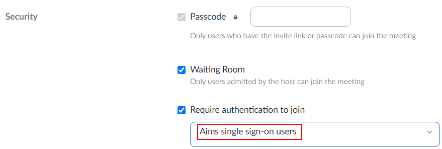 how to require authentication to join as an Aims single sign-on user