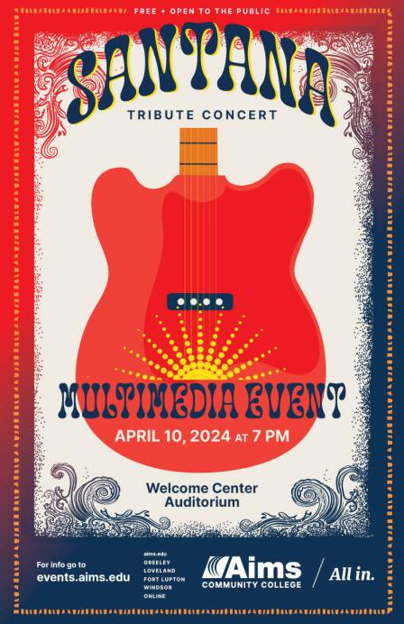 poster art with for Santana Tribute, guitar design
